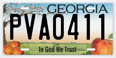 GA license plate PVA0411