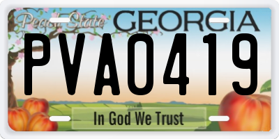 GA license plate PVA0419