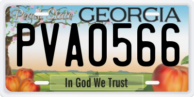 GA license plate PVA0566