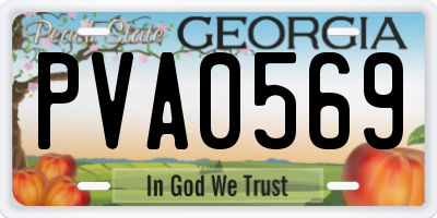 GA license plate PVA0569