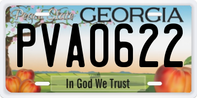 GA license plate PVA0622