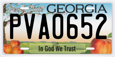 GA license plate PVA0652