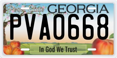 GA license plate PVA0668