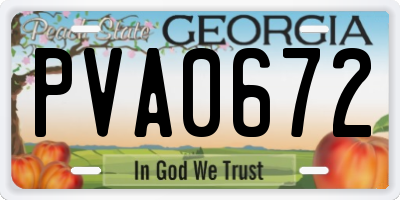 GA license plate PVA0672