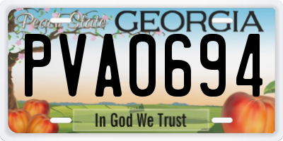GA license plate PVA0694