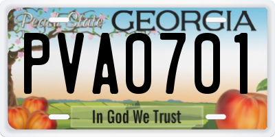 GA license plate PVA0701