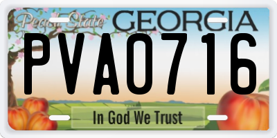 GA license plate PVA0716