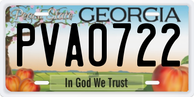 GA license plate PVA0722