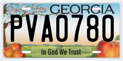 GA license plate PVA0780