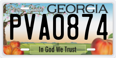 GA license plate PVA0874
