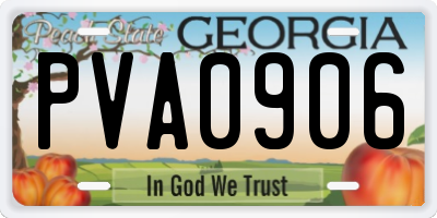 GA license plate PVA0906