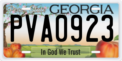 GA license plate PVA0923