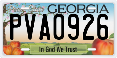 GA license plate PVA0926