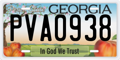 GA license plate PVA0938