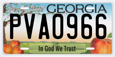 GA license plate PVA0966