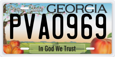 GA license plate PVA0969