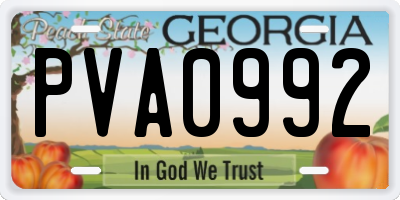 GA license plate PVA0992