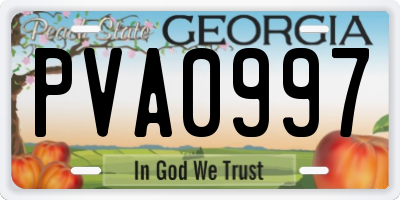 GA license plate PVA0997
