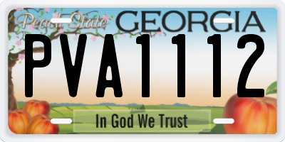 GA license plate PVA1112