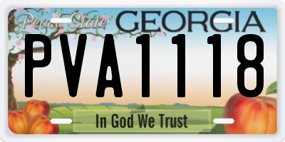 GA license plate PVA1118