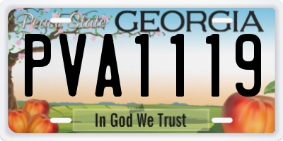 GA license plate PVA1119