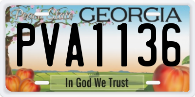 GA license plate PVA1136