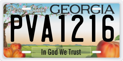 GA license plate PVA1216