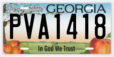 GA license plate PVA1418