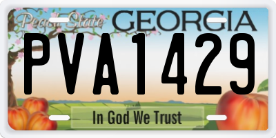 GA license plate PVA1429