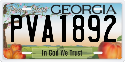 GA license plate PVA1892