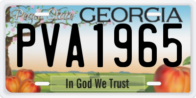GA license plate PVA1965
