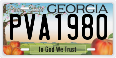 GA license plate PVA1980