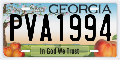 GA license plate PVA1994
