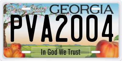 GA license plate PVA2004