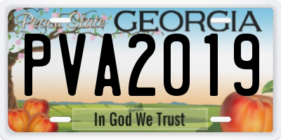 GA license plate PVA2019