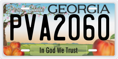 GA license plate PVA2060