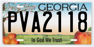 GA license plate PVA2118