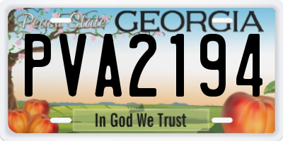 GA license plate PVA2194