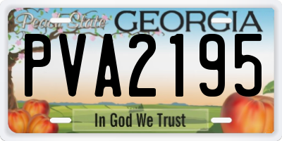 GA license plate PVA2195