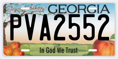 GA license plate PVA2552