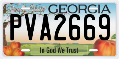 GA license plate PVA2669