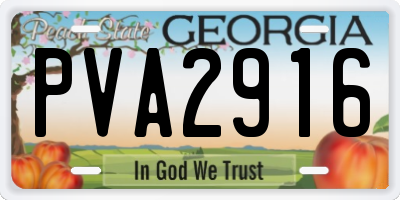 GA license plate PVA2916
