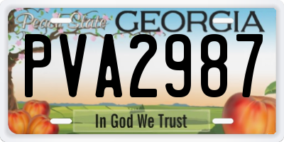 GA license plate PVA2987