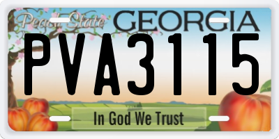 GA license plate PVA3115