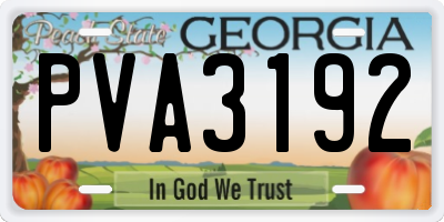 GA license plate PVA3192