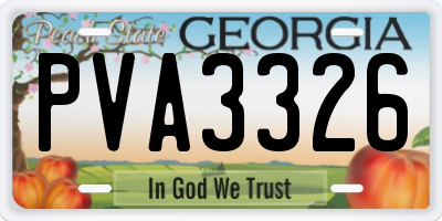 GA license plate PVA3326