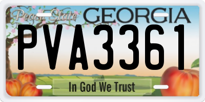 GA license plate PVA3361