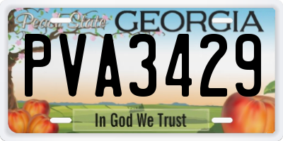 GA license plate PVA3429