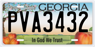 GA license plate PVA3432