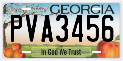 GA license plate PVA3456